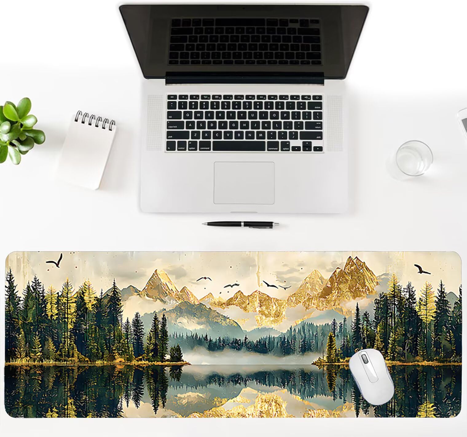 Podkładka pod mysz XXL, góry, duża podkładka pod mysz dla graczy, 1600 x 800 x 3 mm, krajobraz, podkładka pod mysz ze szwami na krawędziach, ponadwymiarowa, antypoślizgowa gumowa podkładka, idealna