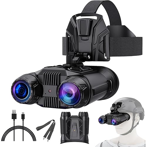 Head-Mounted Night Vision Goggles | Helmet-Compatible 4K 48MP Night Vision Binoculars with 16X Zoom, Built-in Compass/Altimeter & Barometer, App Video & Audio Recording, 3000mAh Rechargeable Battery