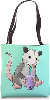 Possum with bubble tea and straw Tote Bag