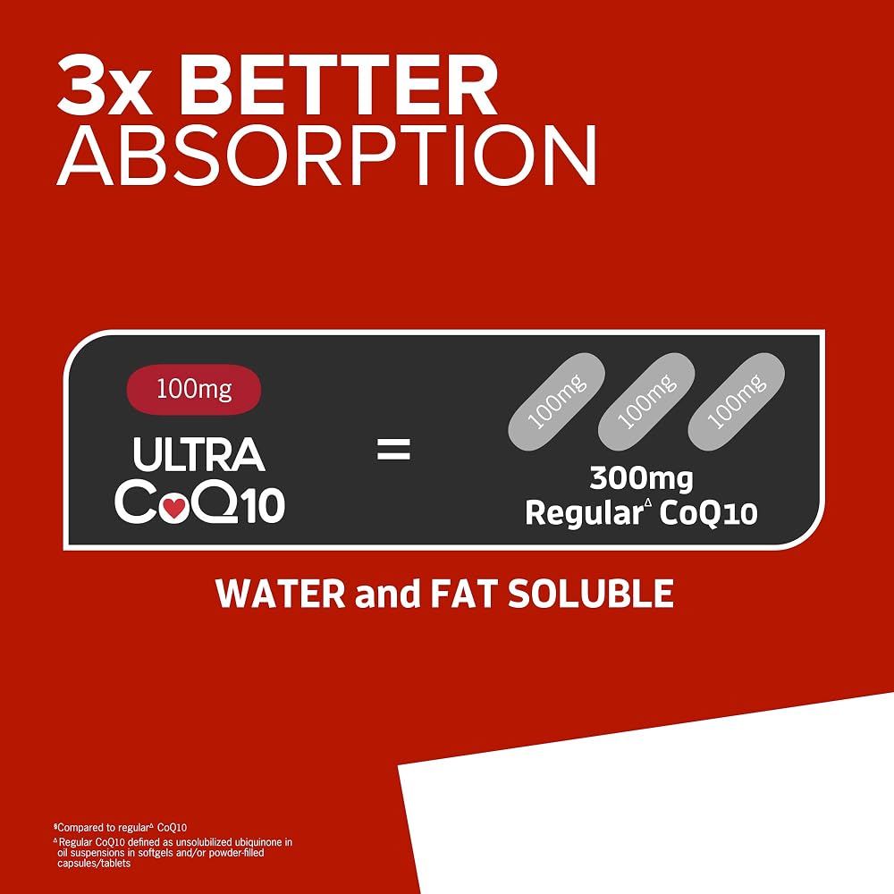 Qunol Ultra CoQ10 100mg Softgels- 3X Better Absorption Coenzyme Q10 Supplements - Antioxidant Supplement for Vascular and Heart Health & Energy Production - 5 Month Supply - 150 Count