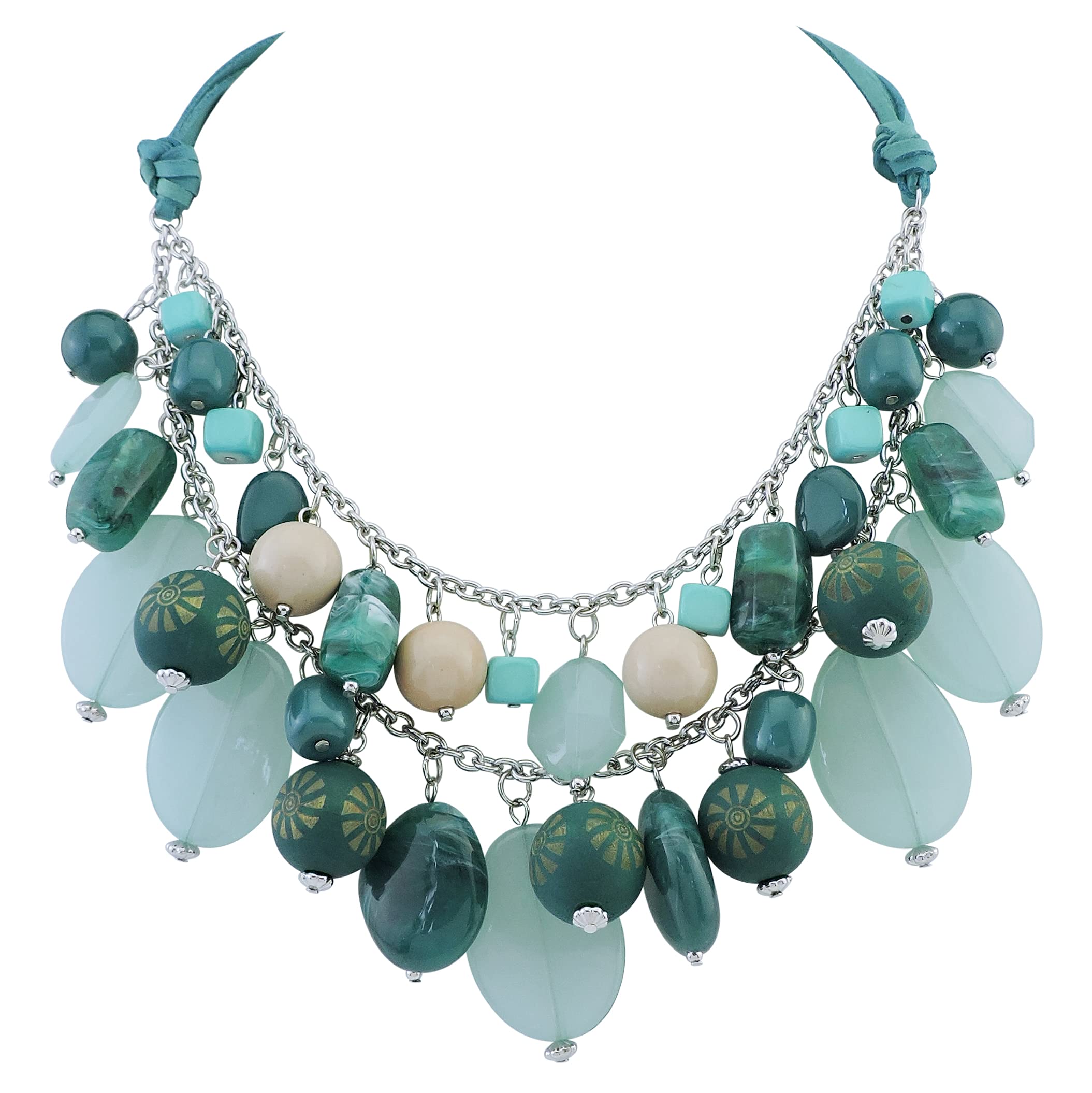 Bocar2 Layer Statement Necklace Chunky Beaded Fashion Necklace for Women Gifts