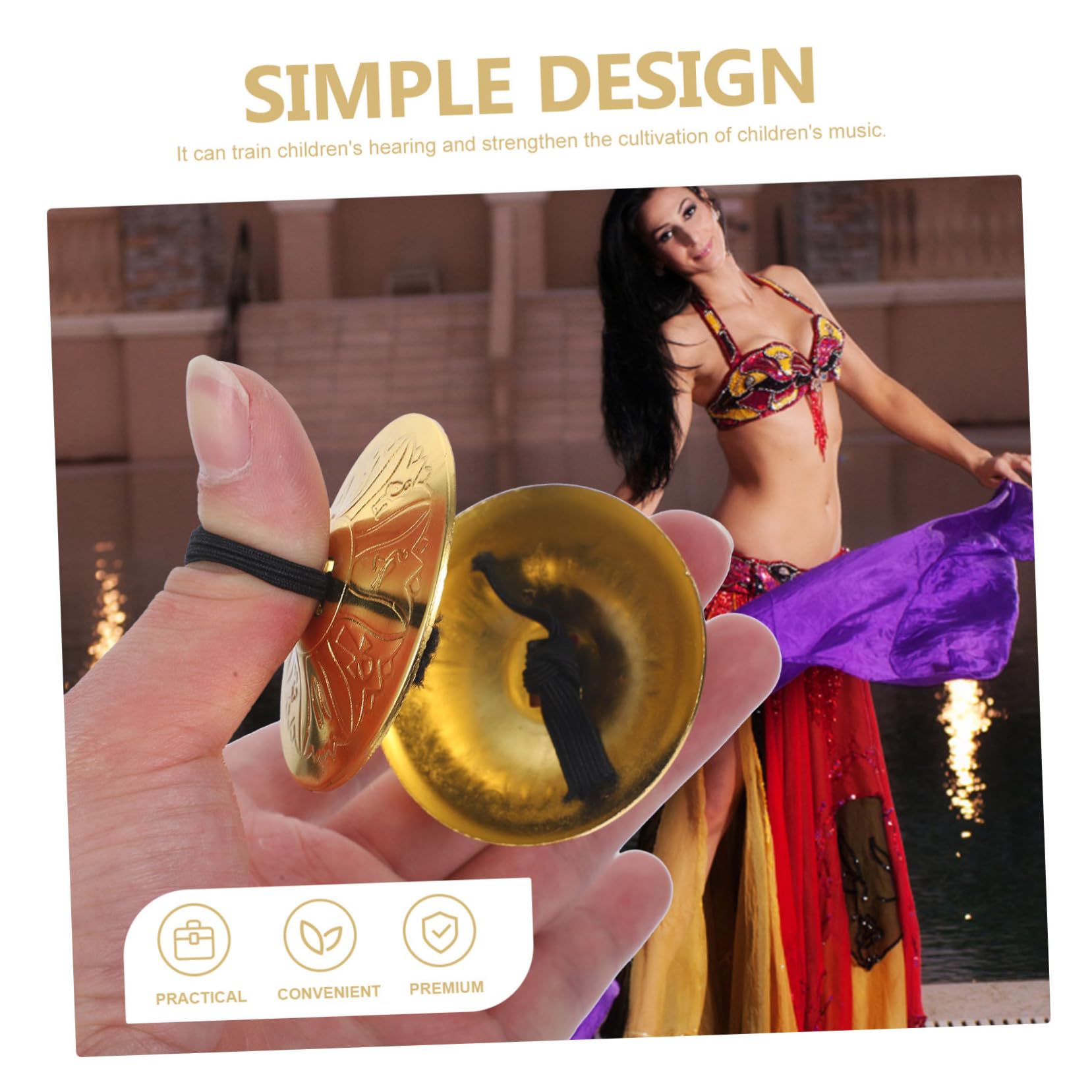 2 Paia Di Piatti Da Dito In Ottone - Zills Per Danza Del Ventre, Meditazione, &Oslash;5.3cm (Oro)