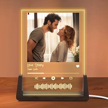 Abida Personalized Picture Frame, Spotify Decorative Plaque Personalized Gifts for Him Her, Custom Photo Frame for Boyfriend, Girlfriend, Couple, Wife, Women on Anniversary Birthday