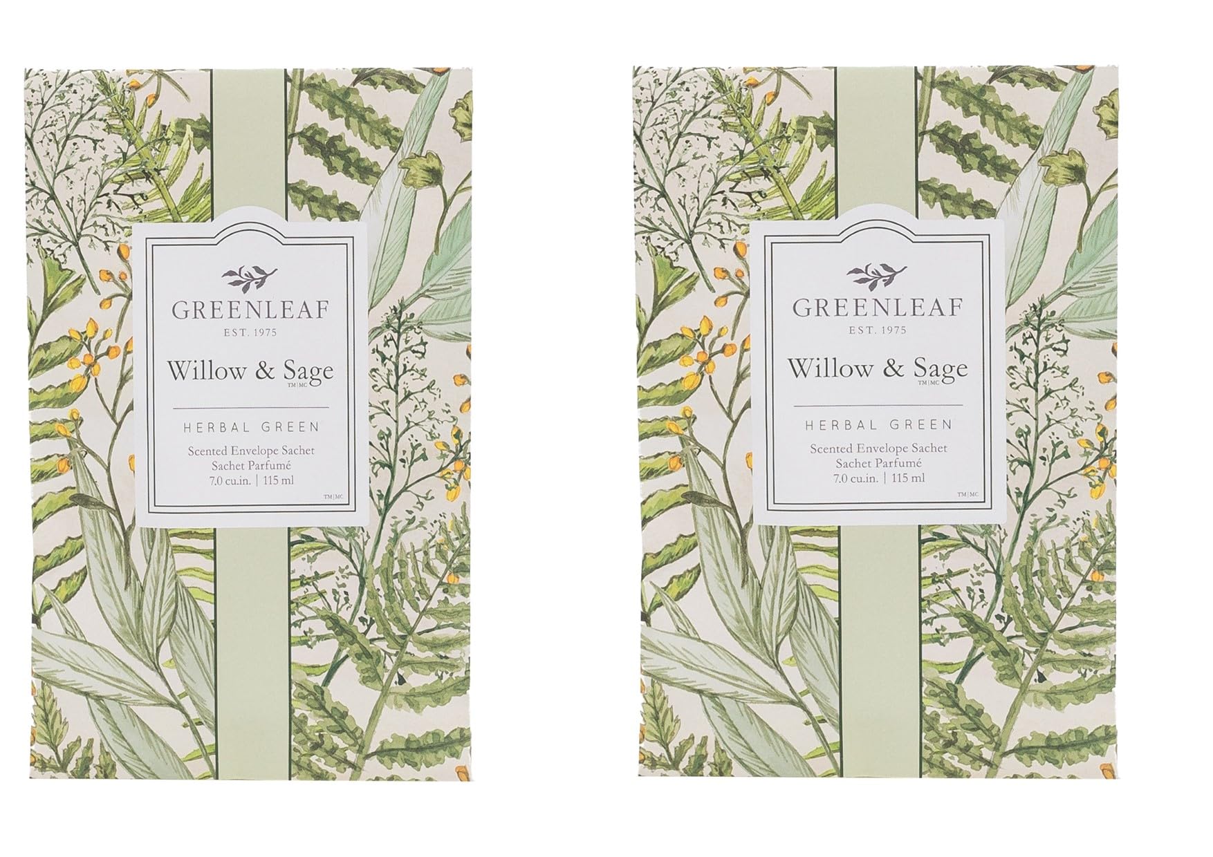 Greenleaf 2x WILLOW & SAGE Large Scented Sachet Bag - Drawer Fragrance Wardrobe Air Room Freshener for Living Room, Bedroom, Bathroom or Car