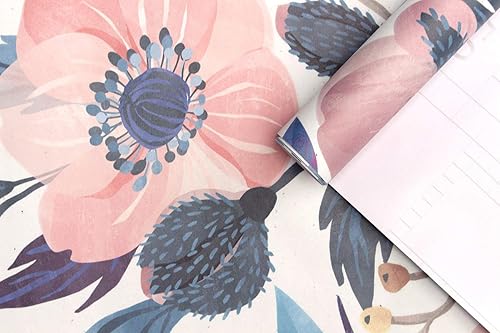 Miniatura 7 de HAOKHOME 93019 - Papel tapiz floral para despegar y pegar, extraíble, de vinilo color rosaazulamarillo, autoadhesivo para estantes, 17.7 x 78.7