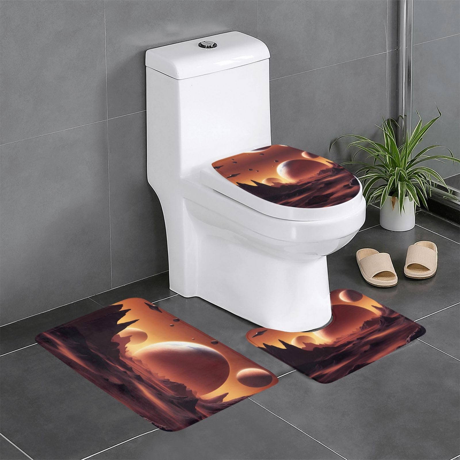 Tapis de bain antidérapants Alien Planet lot de 3 pour douche et sortie de baignoire