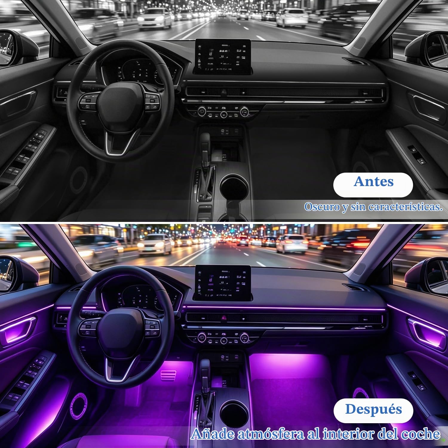Tira Luces LED Coche Interior,22 en 1 Kits de iluminación Ambiental del Coches,Control de App LED Coche Interior,Iluminación Interior del Coche con Sincronización Musical