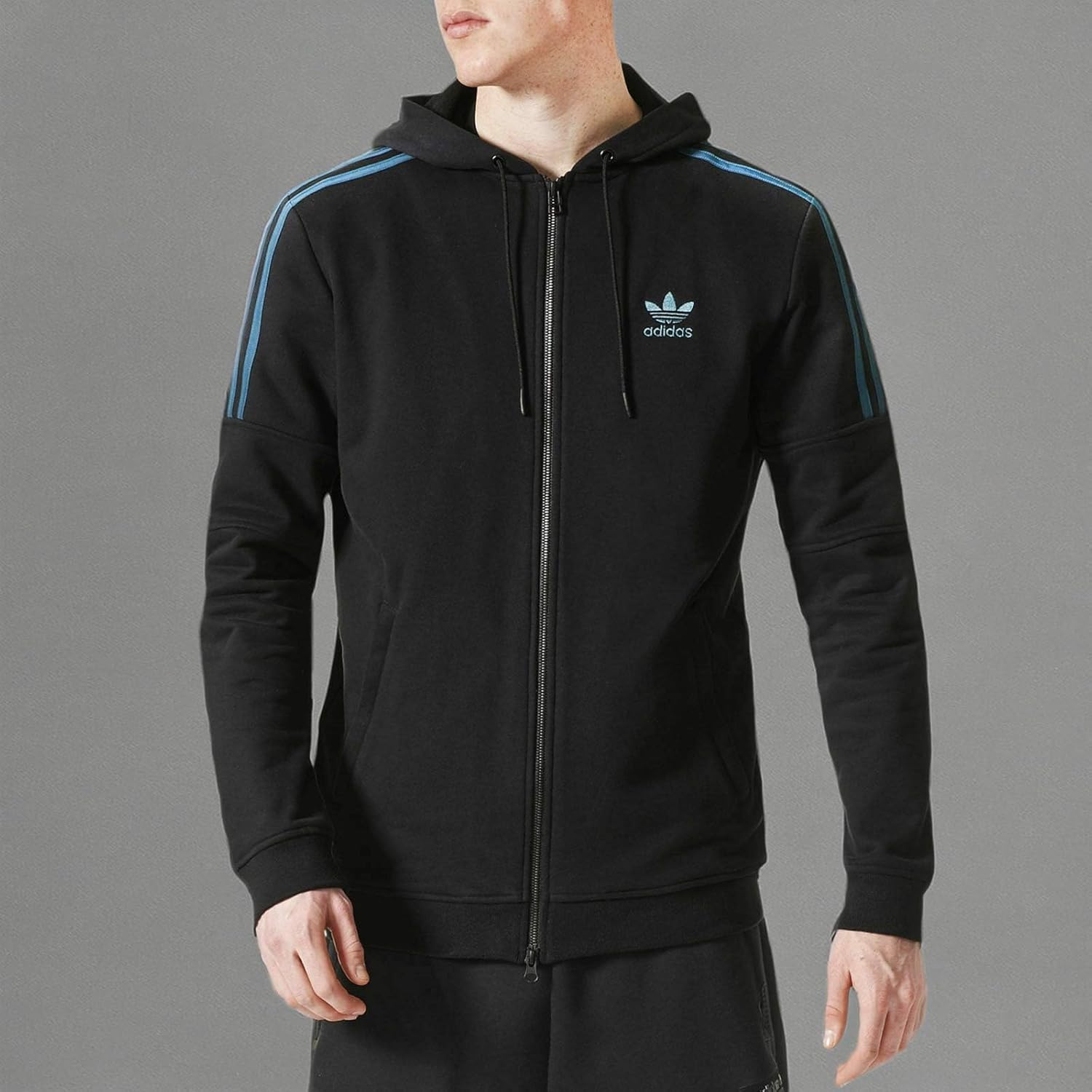 adidas Men's Ornamental Block Full-Zip Hoodie Small Black - Image 5