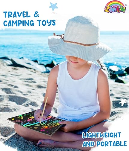 Miniatura 5 de ZMLM Papel para Rascar Arte-Manualidades Regalo: Paquete de 2 Cuadernos Arcoíris Suministros Juguetes Rellenos para Cesta de Pascua para Niñas