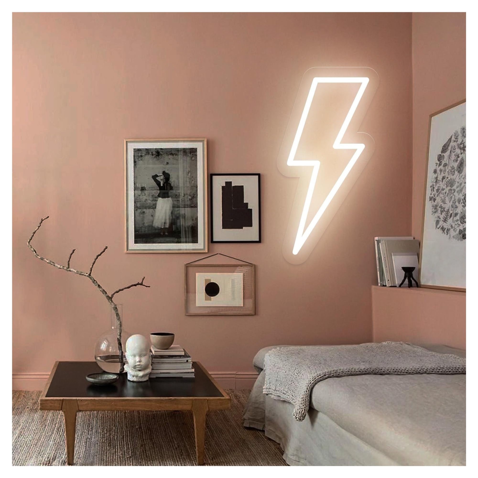 Shouxi D Sign Lamp Lightning Bolt Neon Sign, Thunder Light, Weather, Suitable For Kids Room Wall Ecor 41Cm(D)