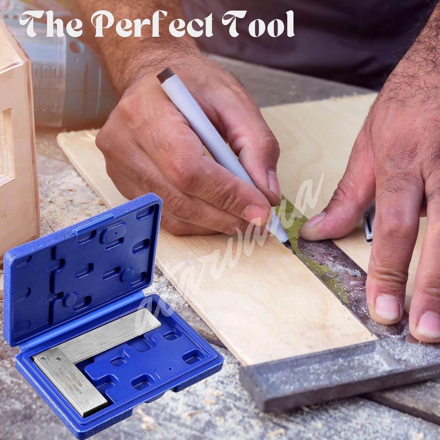 Machinist Square Set 2, 3, 4, 5 Inch, Atarvana Mechanical Steel High Precision Squares, Harden Carbon Steel, 90 Degree Wide Base, L-Type Right Angle Ruler Tool for Woodworking