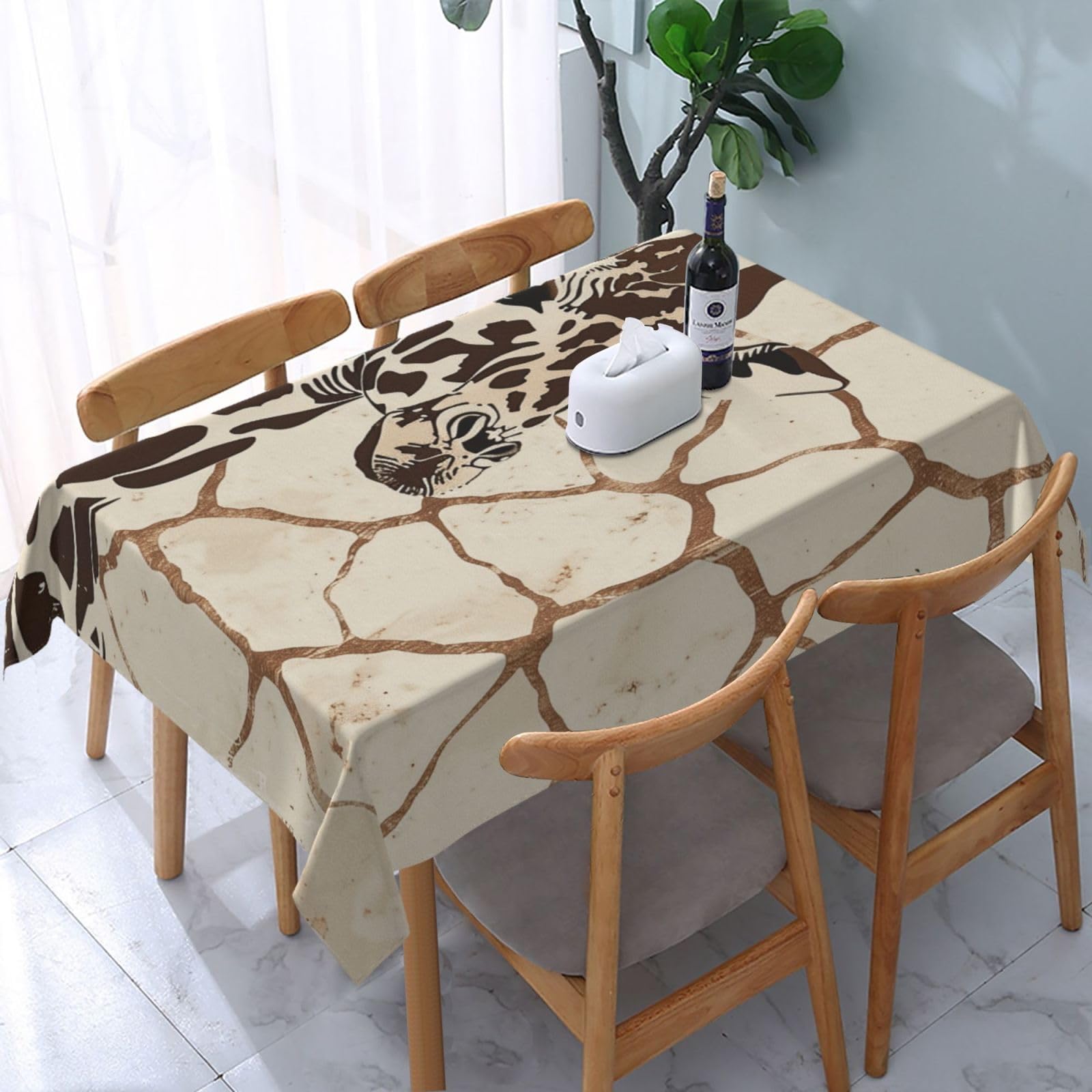 WPKJU Giraffe Print Printed Tablecloth Water Resistant Table Cover Washable Rectangle Table Cloth for Tables 54x72 in