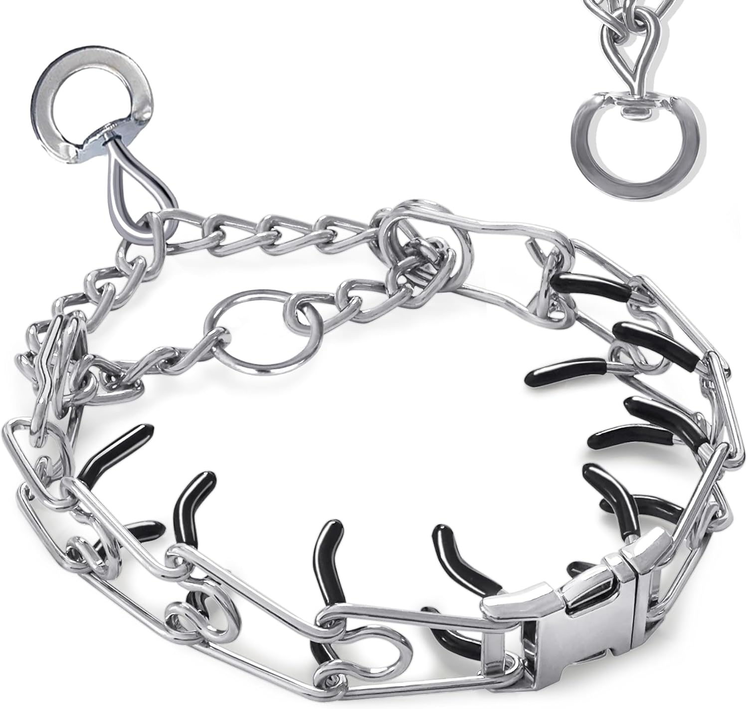 Prong Training Collar for Dogs, Adjustable Dog Training Pinch Collar with Quick Release Buckle, No Pull Collar for Small Medium Large Dogs, Extra Link and Caps (XL (21-26" Neck, 4.0mm))