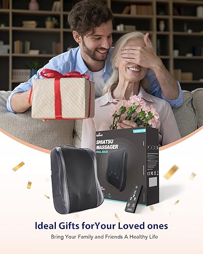 Miniatura 9 de Boriwat Masajeador de espalda con calor, Shiatsu 4D para amasar hacia arriba y hacia abajo, masaje de espalda para aliviar el dolor de tejido