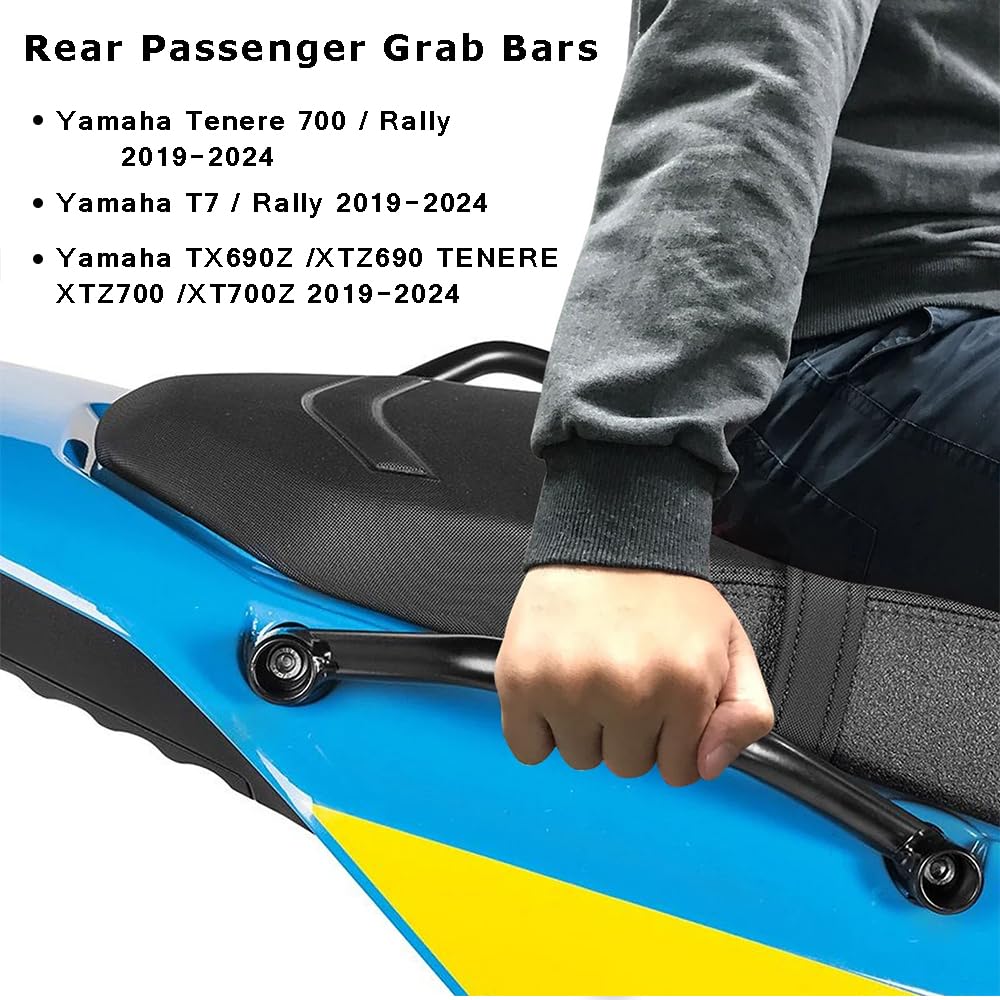 Tenere 700 2019-2024 Moto Reposabrazos para pasajeros Trasero para TENERE 700 2019 2020 2021 2022 2023 2024 T7 Rally XTZ690 XTZ 700 - Negro