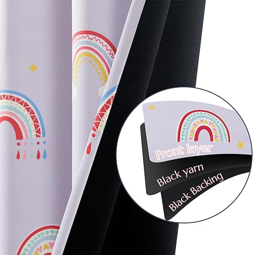Miniatura 3 de Vangao Cortinas opacas para dormitorio de niños, cortinas de arco iris de 84 pulgadas de largo, para dormitorio de niñas, habitación de bebé, con