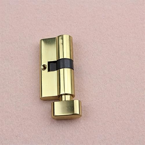 Candado de latón chapado en oro, cerradura de puerta de cilindro para puerta de dormitorio (color bronce, tamaño del cilindro 2.756 in)