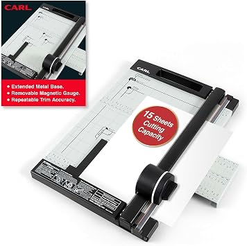 CARL Professional Rotary Paper Cutter with Clear Window 12 Trimmer with Metal Base, Magnetic Guide, Calibrated Extension Precise Paper, Label, Photo & Craft Cutting Tool