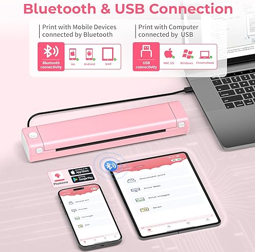 Miniatura 4 de Impresora portátil inalámbrica para viajes, impresora térmica inalámbrica M08F, compatible con letras de EE. UU. de 8.5 x 11 pulgadas, impresora