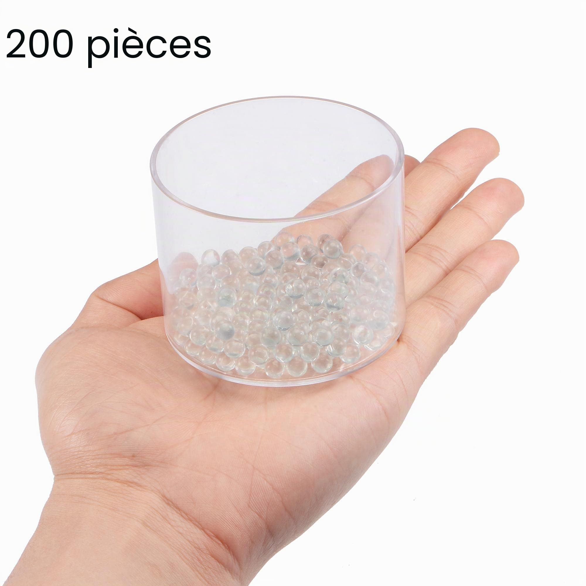sourcing map 6mm Solide Rond Transparent Verre Bille Bouillantes Pierres Soda Chaux Verre Perles 200pcs