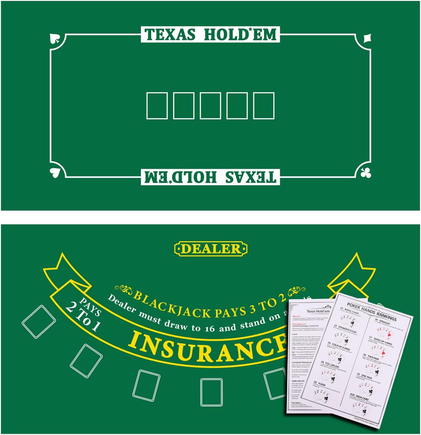 GSE Games & Sports Expert 36" x 72" Double-Sided Casino Layout Felt, Las Vegas Style Tabletop Mat for Parties, Home Entertainment, Poker Game Night