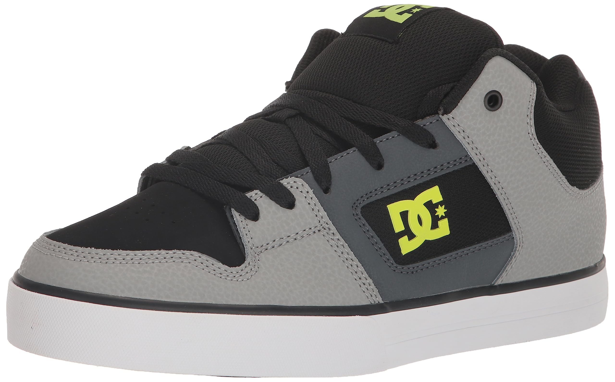 DC Men's Pure Mid Casual Skate Shoe, Black/Grey/Green, 9.5