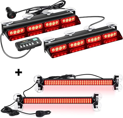 XRIDONSEN Barra de luz roja de asesor de tráfico 2 en 1 y luces estroboscópicas de emergencia para policía, bomberos, camiones