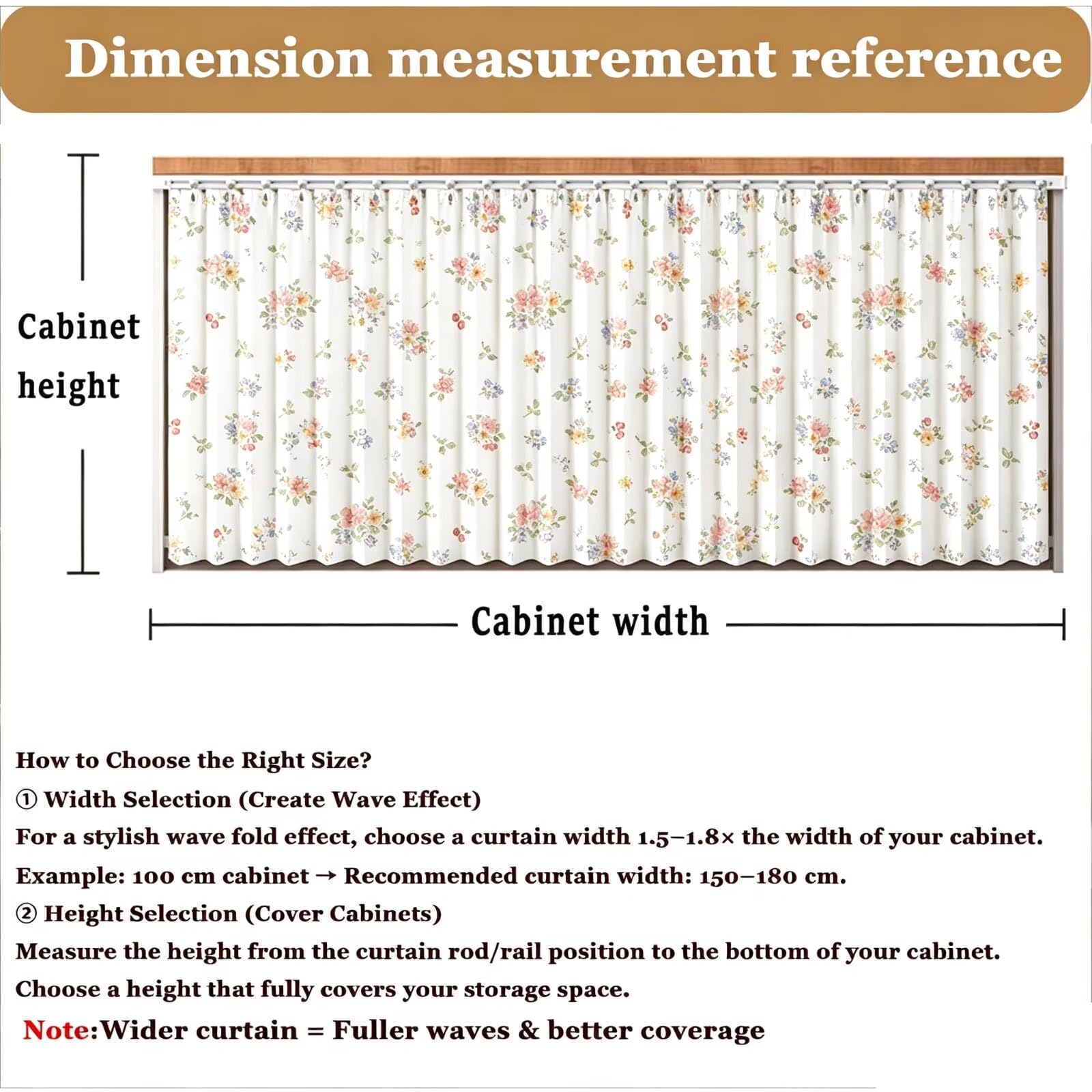 Generischer Schrankvorhang zum Schieben mit Schiene W50xH160cm Blumenmuster