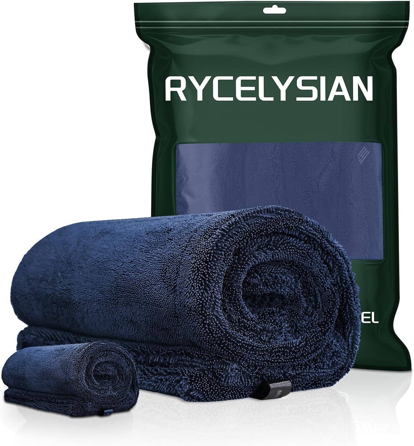 2-Pack 24" x 36" 11.8" x 11.8" Twisted-Loop Car Drying Towel 1500GSM Microfiber Cleaning Cloth for Car Trucks Motorcycles Streak Free Lint Free Ultra Absorbent Washing Cloth for Kitchen Window (Blue)
