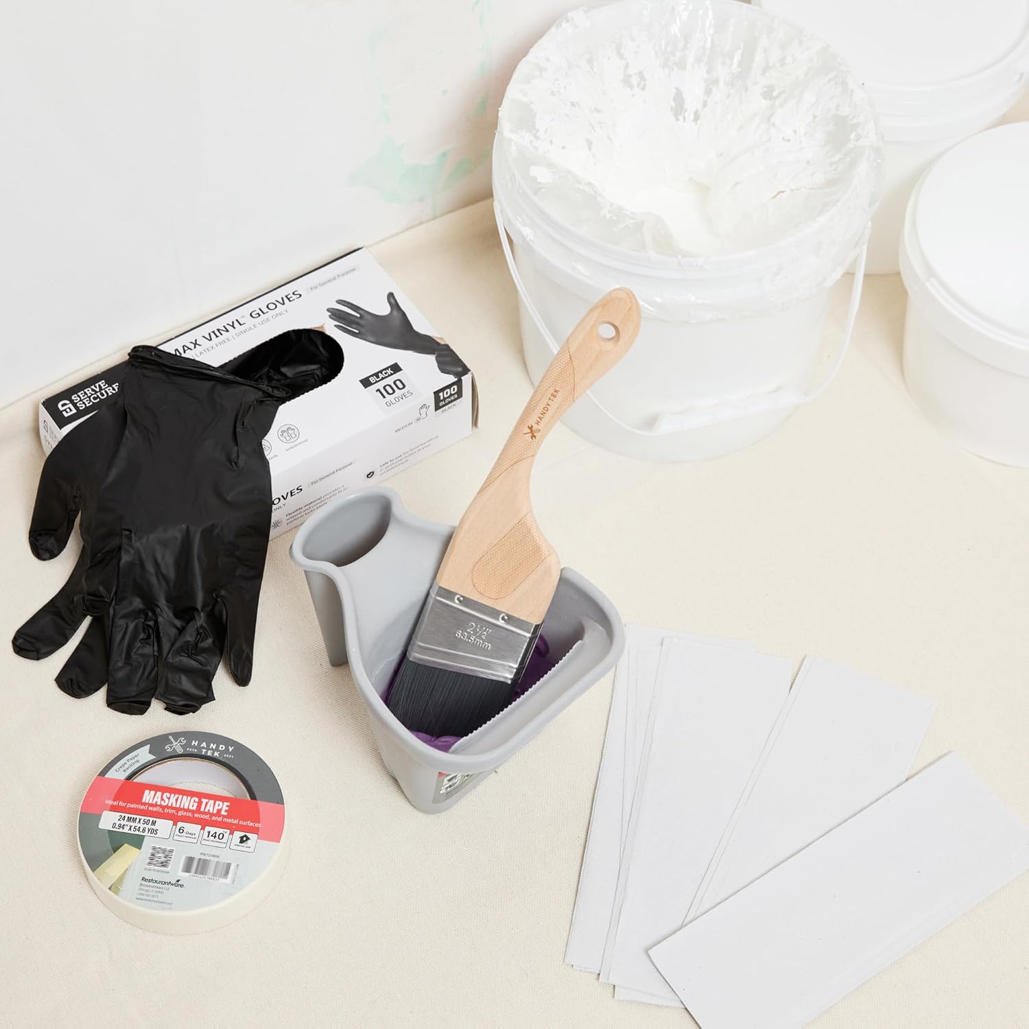 Restaurantware Angled Paint Brush 72 Count 2.5 Inch Size Nylon Polyester Precision Brush - Stainless Steel Ferrule - Wood Handle - Gray