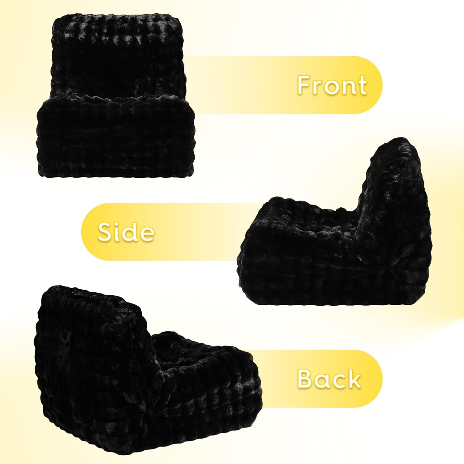 Togo Chair Sofa, Memory Foam Bean Bag Chairs for Adults, Fireside Reading Gaming Beanbag Couch, Plush Faux Fur Boneless Chair for Living Room, Bedroom