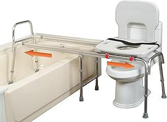 Eagle Health Supplies Toilet-to-Tub Transfer Bench with Cut Out Seat, FSA/HSA Eligible Sliding Shower Chair for Elderly and Disabled, Height Adjustable Shower Seats for Adults Inside Shower, 77963