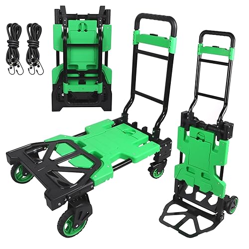 Lanstics Folding Hand Truck, Multi-Functional Collapsible Shopping Cart with Ropes,