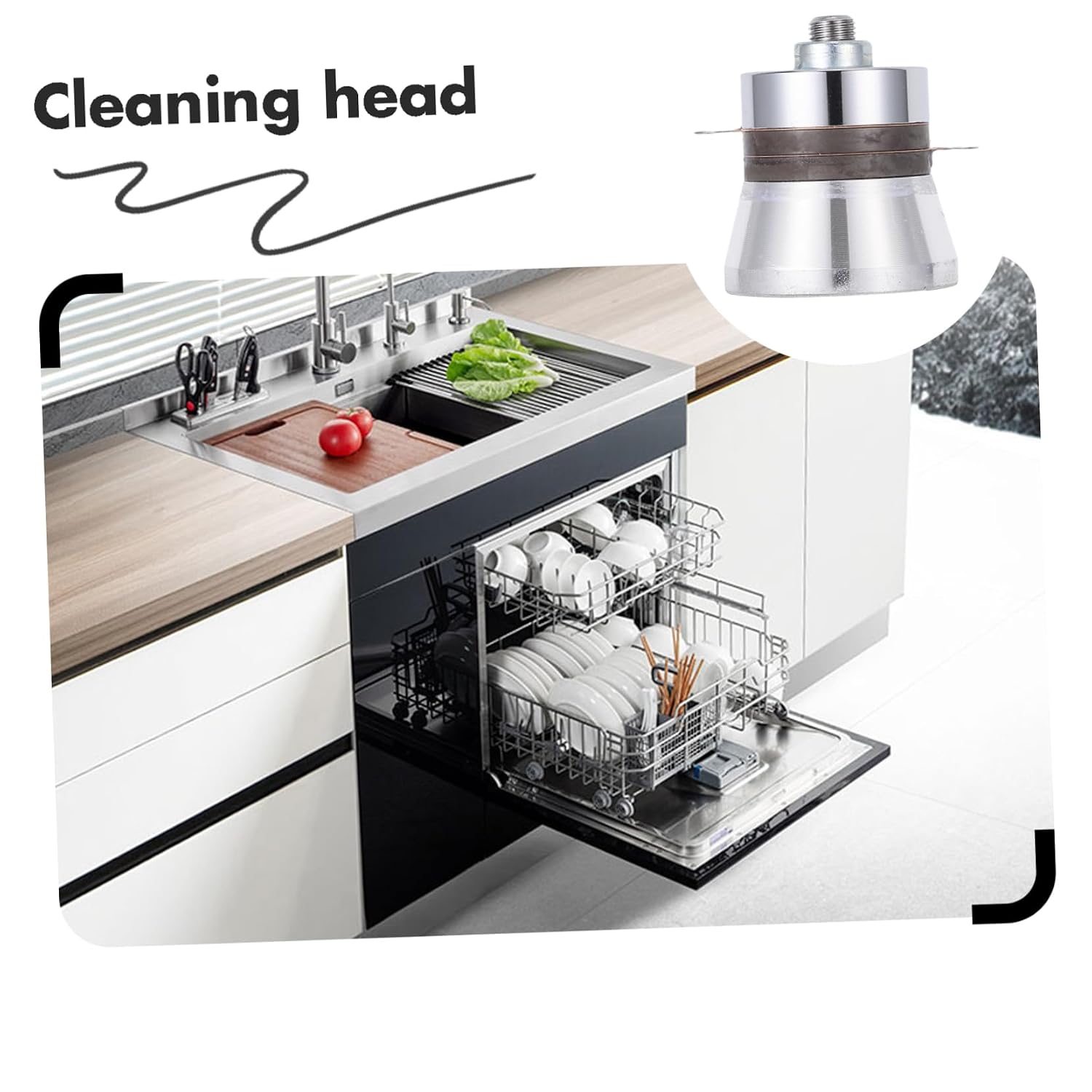 Cabilock 60w Ultrasonic Dishwasher Cleaner Retainer Mouthparts Portable Sonic Machine for Household Industrial Cleaning