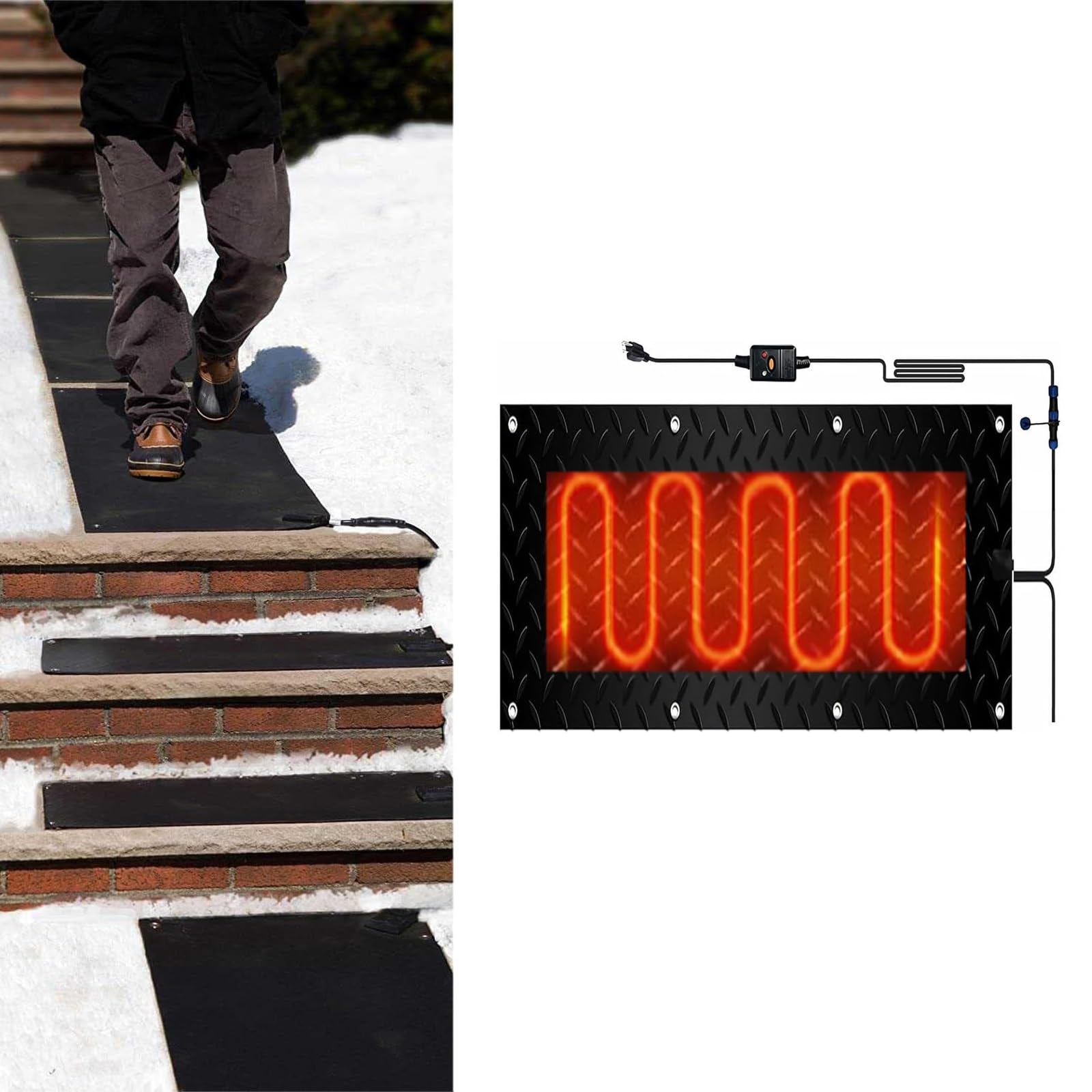 Tapis de fonte de neige extérieur en caoutchouc antidérapant 30x90cm
