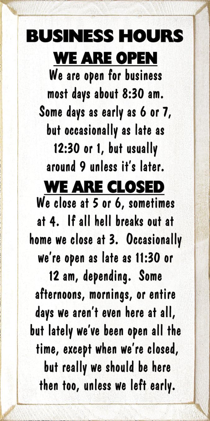 Wooden Sign - Business Hours - We Are Open - We Are Open For Business... (Black)