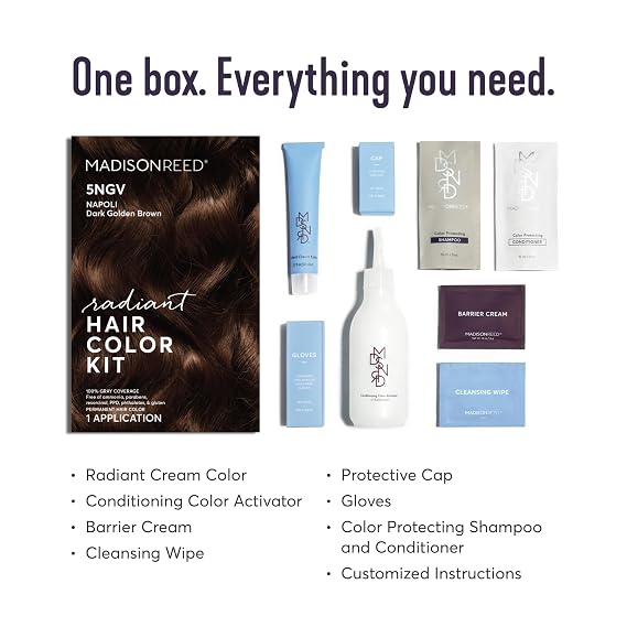 Madison Reed Radiant Refresh Hair Color Bundle - Radiant Hair Color Kit in Napoli Brown - 5NGV and Color Therapy in Dorato