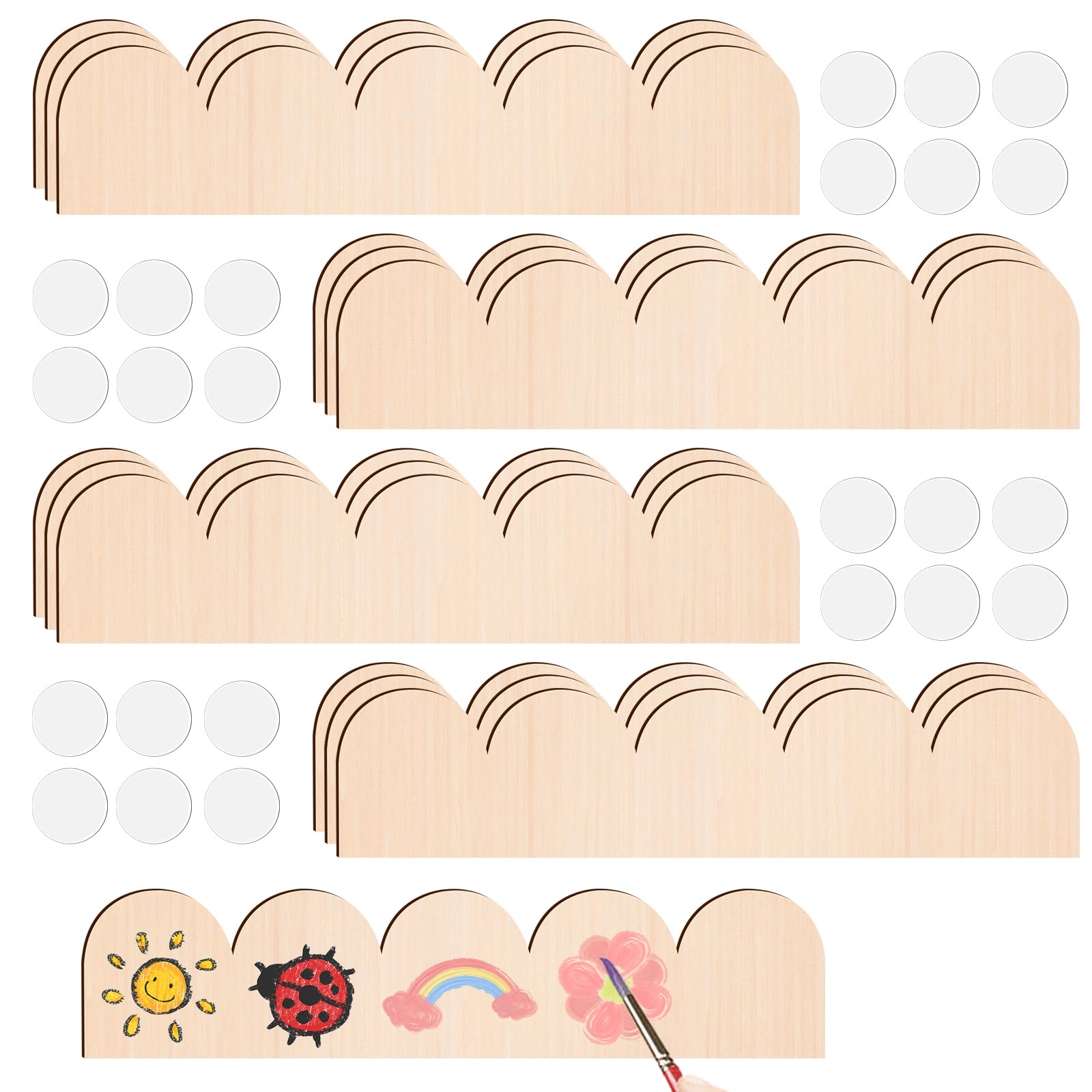 CAIYUANGUANGJIN 12 Pack Unfinished Wood Scalloped Trim, Scalloped Edge Decorative Trim Moulding, DIY Wave Molding Trims for Home Wall Cabinet Shelf Window Door (40cmx9cmx0.25cm)
