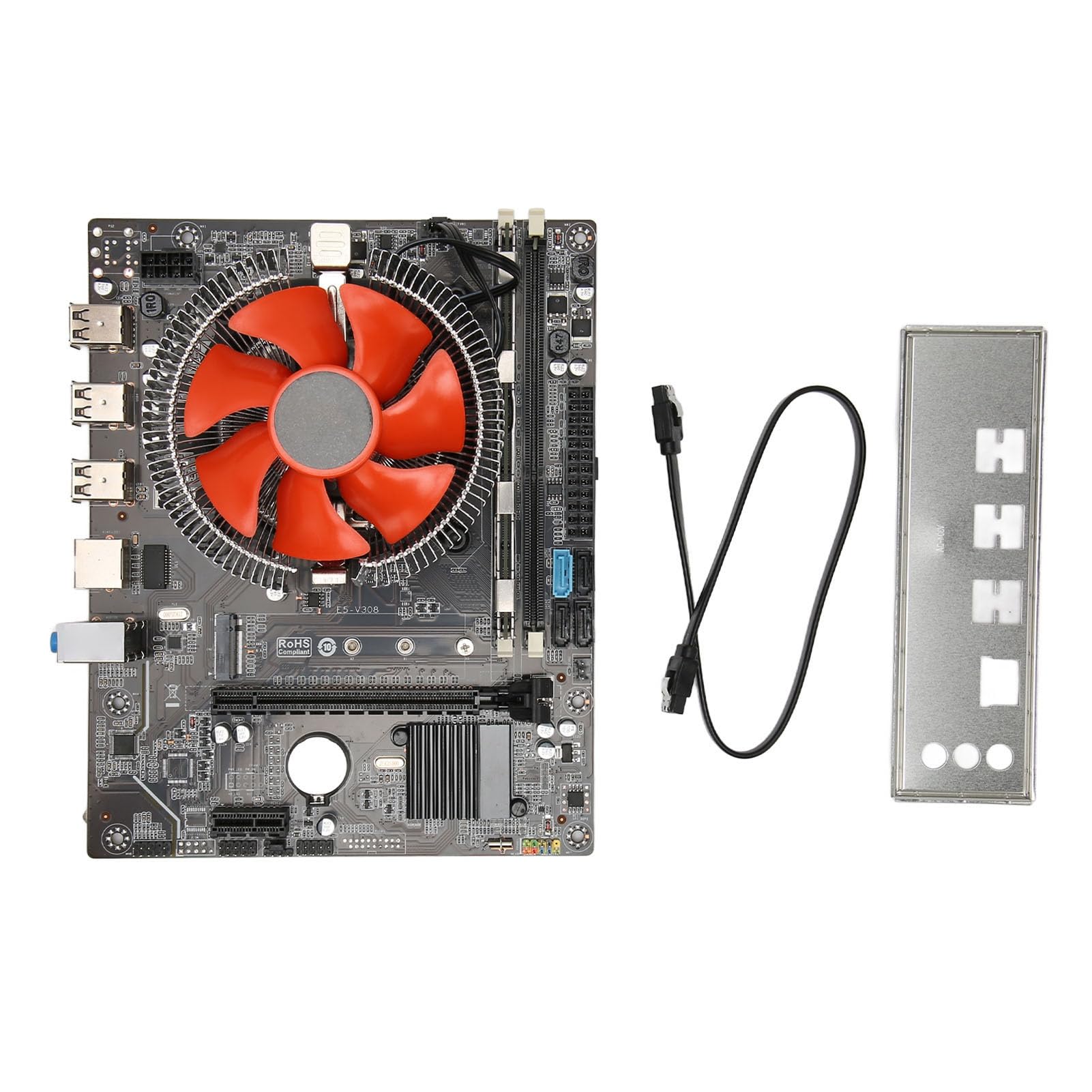 Qcwwy Combo De CPU De Placa Base, Juego De Placa Base para PC para Juegos De PCB con Luces Indicadoras Dobles, Procesador De 6 Núcleos Y Ranura Nvme para Sistemas Compatibles con Lga 1356