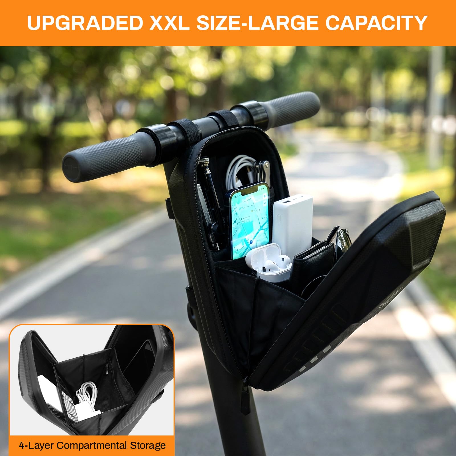 TLGREEN E Scooter Tasche, 3L/4L Große Kapazität Roller Tasche, Lenkertasche für Elektroroller wasserdichte, Vordertasche mit Eva Hard Sell, für Xiaomi Mijia Sedway Ninebot (4 L)