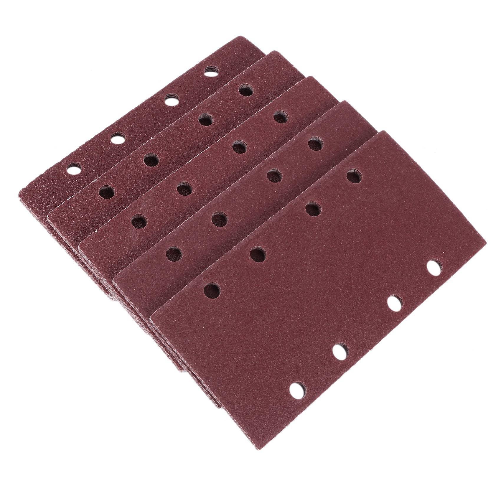 150 Pezzi Levigatrici,Carta Abrasiva Gancio e Passante Foglio Sabbia 93X186mm Perforato 8 Fori Granulosita' 40/60/80/120 Montatura Fogli Levigatrice Orbitale Alluminio Grano Ossido