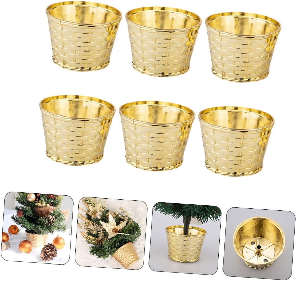 Cabilock 6pcs Christmas Tree Stand Desktop Base for Artificial Trees Stable and Easy to Install for Holiday Decor and Arranging Xmas Scenes