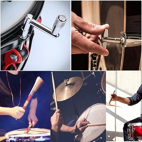 Miniatura 7 de El juego de baquetas incluye 1 par de palos de tambor de madera de arce 5A, 1 par de cepillos de alambre de tambor, cepillo retráctil, 1 par de