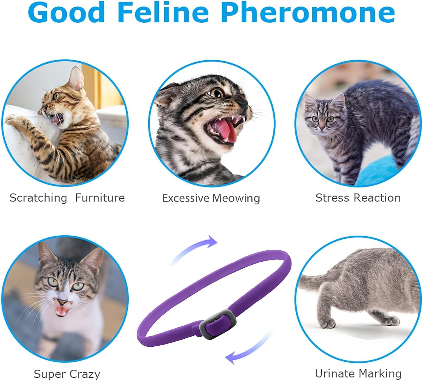 Calming Collar for Cats - Pheromone Calm Collars, Anxiety Relief Fits Cats Adjustable and Waterproof with 100% Natural 3 Packs