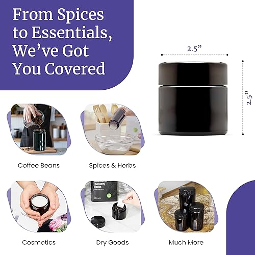 Miniatura 4 de Infinity Jars 3.4fl oz (3.3 fl oz) Negro Ultravioleta Recargable Vidrio Vacío Tornillo Superior Tarro 10 Paquete