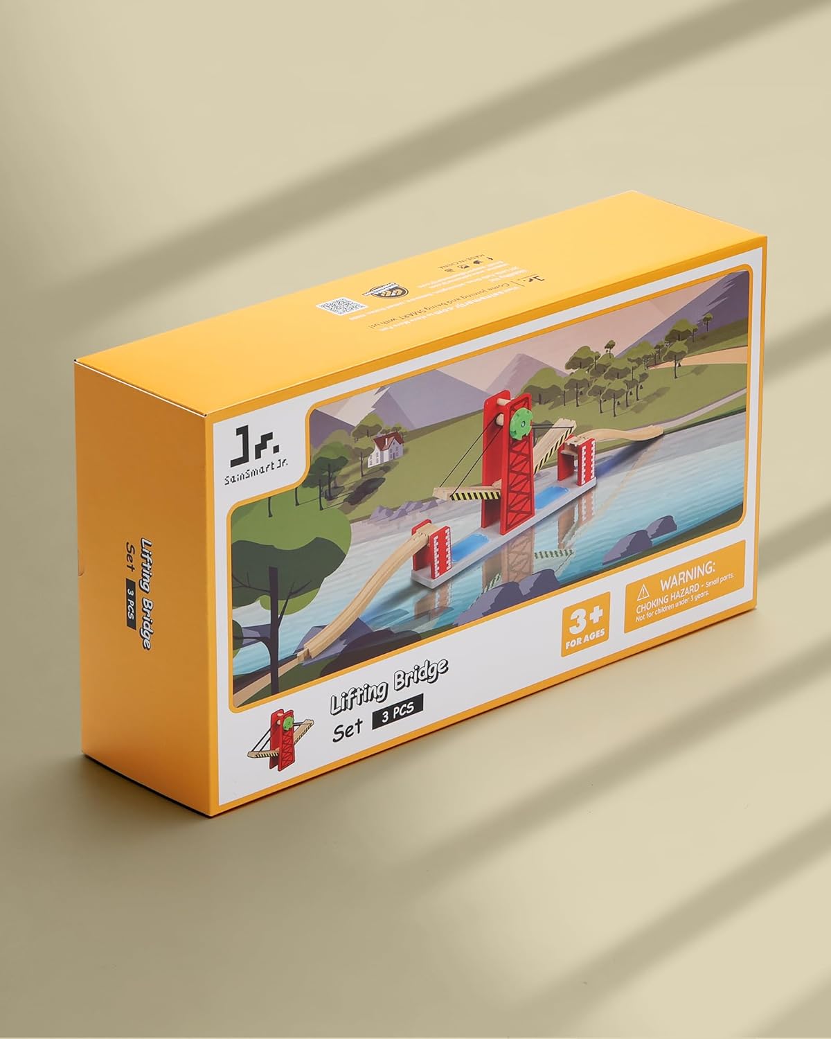 SainSmart Jr. Wooden Train Set Accessories, Lifting Bridge Set, Compatible with Brio, Thomas, Melissa and Doug