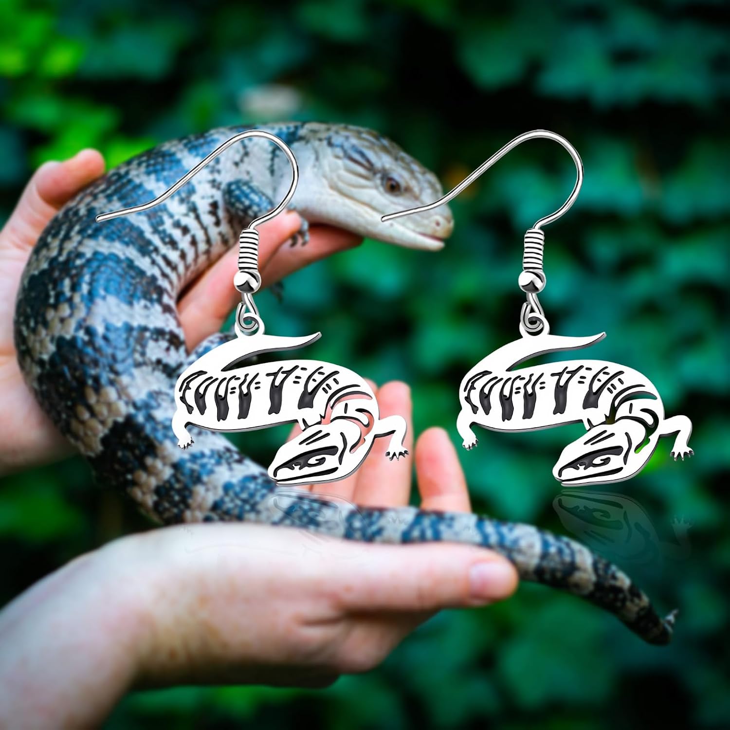 OKEYCH B-lue Tongue Skink Lover Gift Blue Tongue Skink Earrings B-lue Ton-gue Sk-ink Owner Jewelry