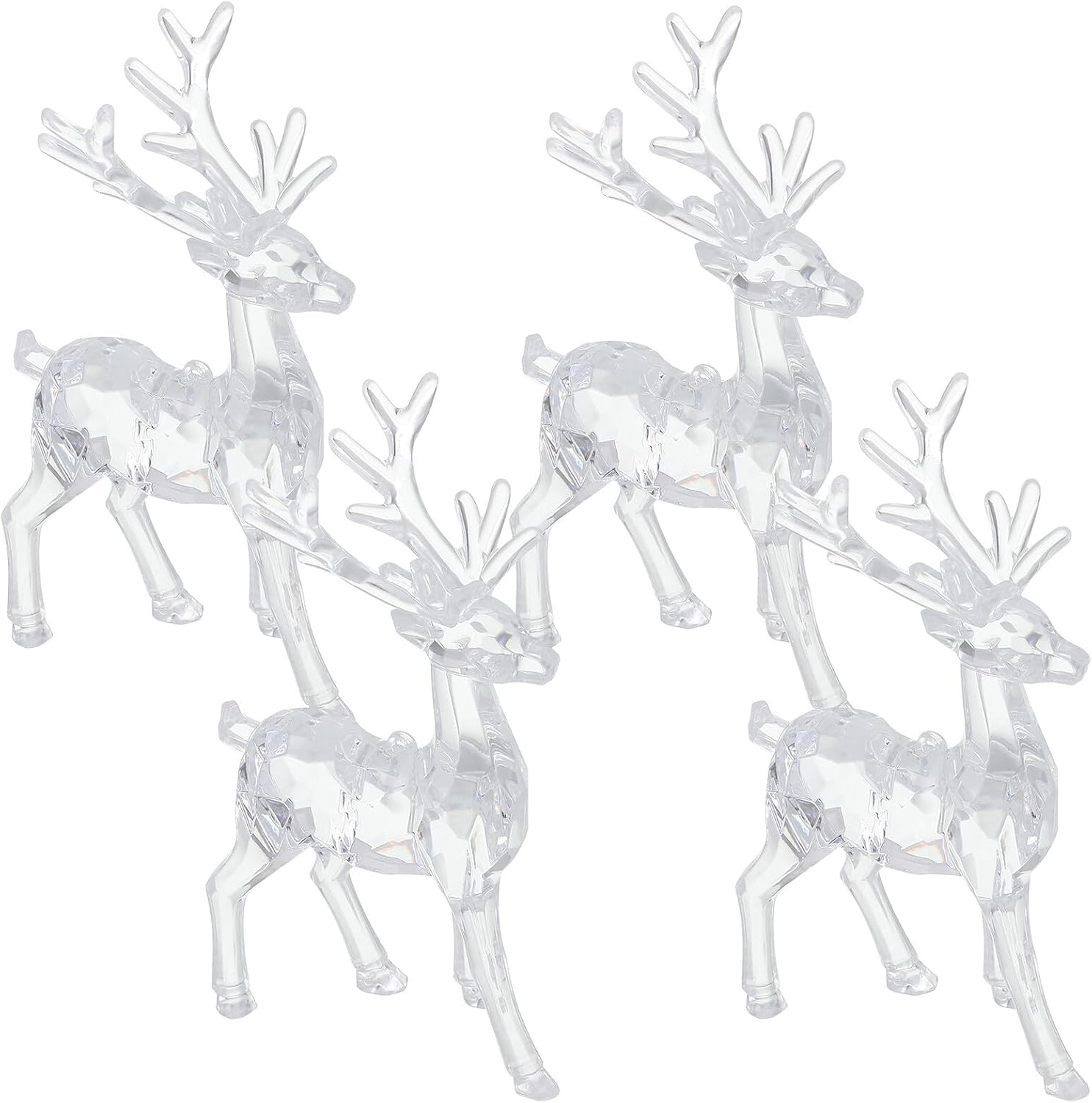 Acrylic Reindeer Xmas Tree Toppers Lightweight Tabletop Deer Decorations, Handmade Elk Figurines, Christmas Ornaments