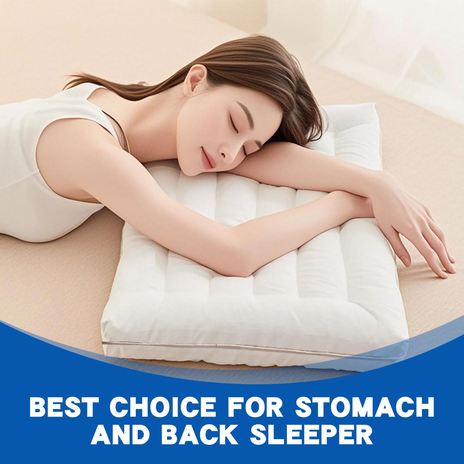 IQYIOLZ Ultra-Thin Flat Sleeping Pillow, Low-Profile Pillow for Back Sleepers, Supportive Pillow for Stomach Sleepers, Slim Bed Pillow, Machine Washable - 18×26