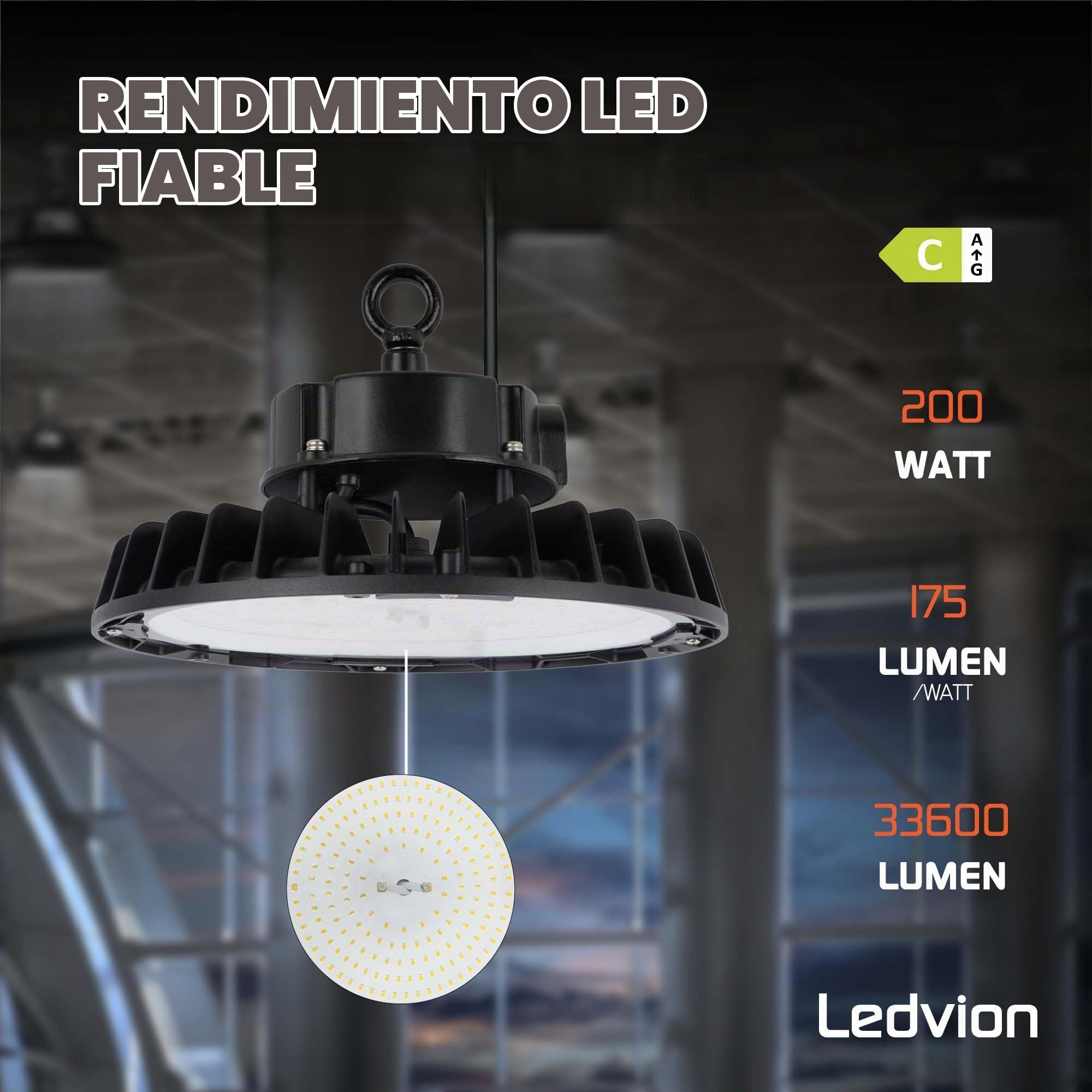 Ledvion Lámpara de Alta Bahía IP65 200-160-120W 175 lm 6500K 175lm